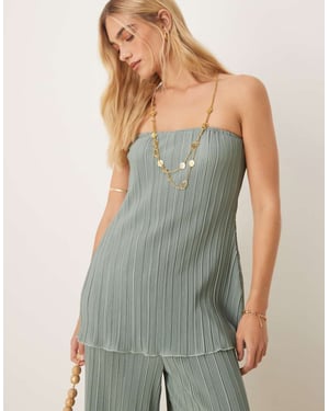 YAS plisse bandeau co-ord with rolled hem detail in soft green