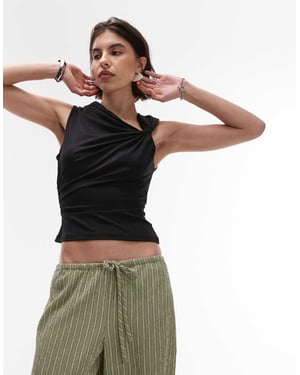 Topshop knutaxeltröja i svart