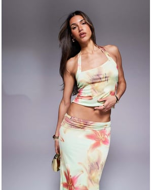 ASOS DESIGN co ord slinky halter neck top in floral print