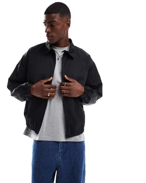 ASOS DESIGN lätt harrington-jacka i svart