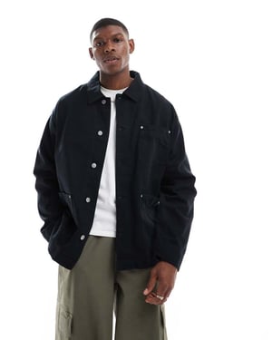 ASOS DESIGN tvättad twill arbetsjacka i svart