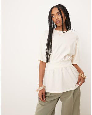 ASOS DESIGN oversized cinched waist t-shirt in cream