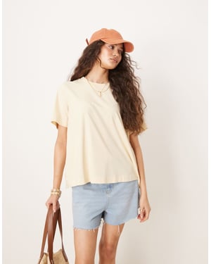 ASOS DESIGN oversized t-shirt with broderie back detail in washed cream
