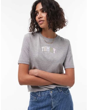 Tommy Jeans multicolour varsity logo t-shirt in grey