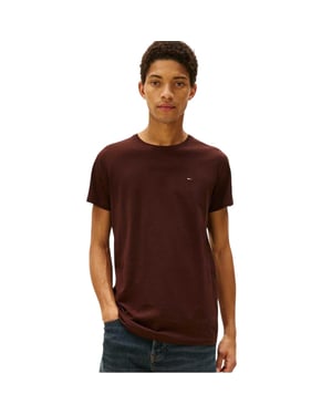 Tommy Jeans Heren Geborduurd Logo Los T-shirt (Bruin)