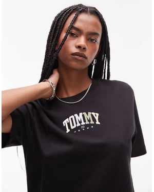 Tommy Jeans neutral varsity logo t-shirt in black