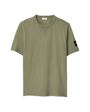 Calvin Klein Heren Badge Ronde Hals Regular T-shirt (Diep Lichen Groen)