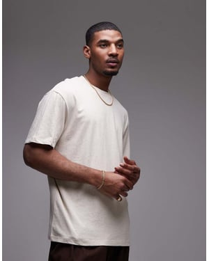 Topman relaxed fit t-shirt with linen blend in stone