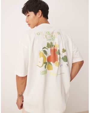 ASOS DESIGN oversized t-shirt with high summer graphic in off white
