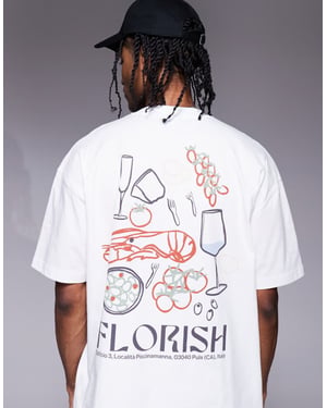 ASOS DESIGN oversized t-shirt with food graphic in white