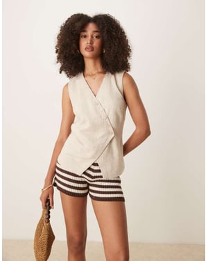 Abercrombie & Fitch långärmad knappad linenväst i beige
