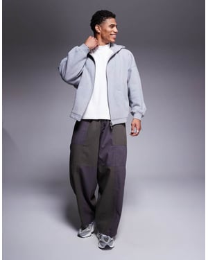 ASOS DESIGN premium heavyweight extreme oversized zip through hoodie with fixed hem in 400gsm grey marl - GREY