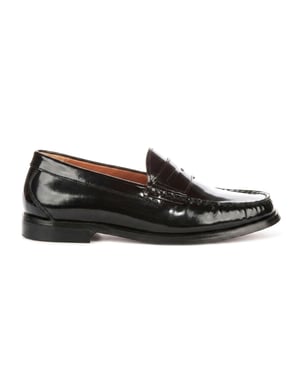 Justin Reess Men's Black Leather Penny Polished Loafers Shoes - Joseph