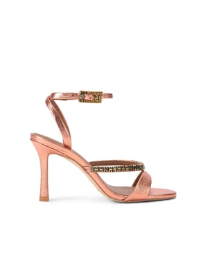 Kurt Geiger London Leather Crystal Strap Sandal 90 Heels