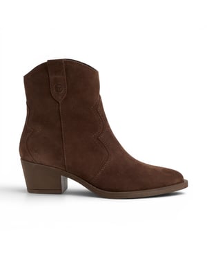 Tamaris Bruine Suède Leren Cowboy Western Ankle Boots voor Dames - 25702-41