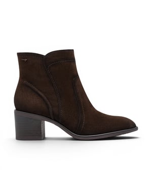Tamaris Dames Mocca Brown Suède Leren Enkellaarzen met hakken - 25313-47