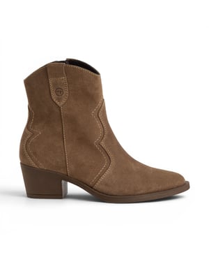 Tamaris dames Camel Brown Suede Leren Cowboy Western Enkellaarzen - 25702-41
