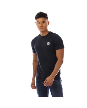Aquascutum Heren-T-shirt met logo op de borst en ronde hals (Marine, Wit)