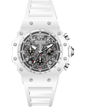 Invicta Racing 69668 Herenhorloge - Quartz Uurwerk - Acryl met Zilveren Wijzerplaat - 43 mm