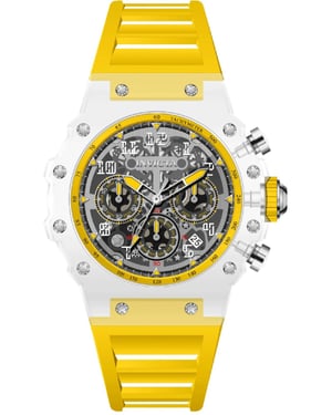Invicta Racing 69677 Herenhorloge - Quartz Uurwerk - Acryl met Zilveren Wijzerplaat - 43 mm
