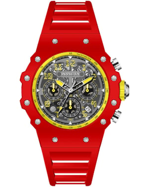 Invicta Racing 69659 Herenhorloge - Quartz Uurwerk - Acryl met Zilveren Wijzerplaat - 43 mm