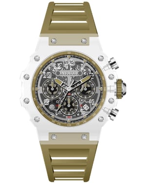 Invicta Racing 69682 Herenhorloge - Quartz Uurwerk - Acryl met Zilveren Wijzerplaat - 43 mm