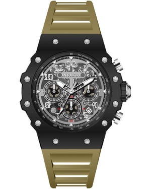 Invicta Racing 69671 Herenhorloge - Quartz Uurwerk - Acryl met Zilveren Wijzerplaat - 43 mm
