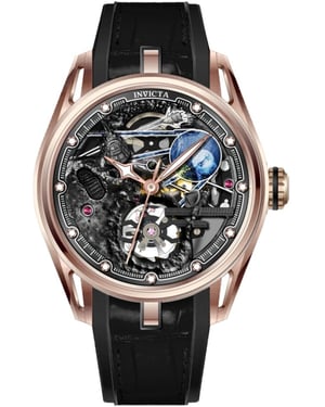 Invicta Celestial 69530 Herenhorloge - Mechanisch Uurwerk - Roestvrij Staal met Roze Gouden Wijzerplaat - 45 mm