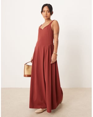 ASOS DESIGN Petite sommar maxikjol med full kjol i rostfärg