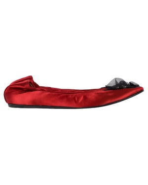 Lanvin ballerina's met brocheversiering in rood satijn