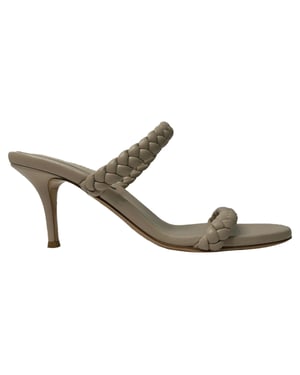 Gianvito Rossi Braided Strap Sandals in Beige Leather