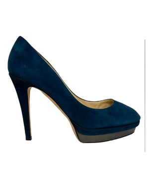 Jimmy Choo Platform Pumps in Blue Suede