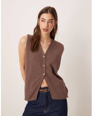 ASOS DESIGN ren stickad avslappnad passform väst i choklad