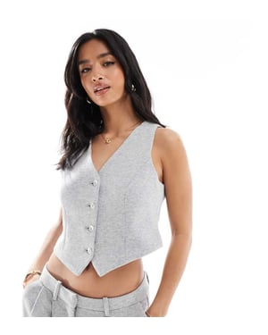 Vero Moda Petite jersey västset i ljusgrå melange