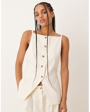 Nobody's Child longline tailored waistcoat co-ord in cream