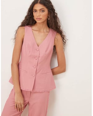ASOS DESIGN väst med spetskant i rosa