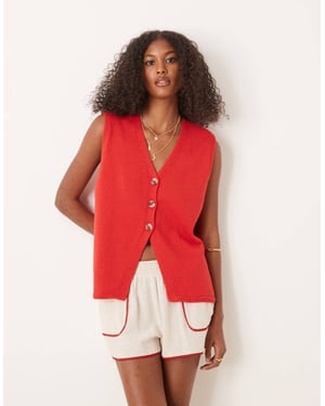 ASOS DESIGN ren stickad avslappnad passform väst i röd