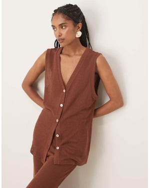 Nobody's Child longline textured waistcoat co-ord in brown