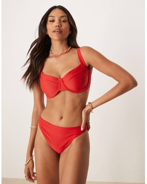 Abercrombie & Fitch curve breda remmar bikini topp koord i röd