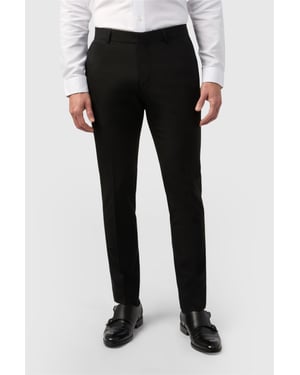 Flat Fronted Tailored Suit Trousers in Black