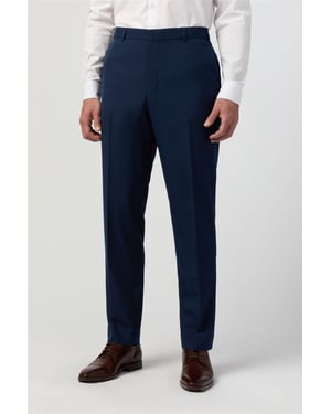Flat Fronted Regular Suit Trousers in Navy