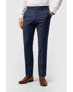 Flat Fronted Slim Fit Suit Trousers in Dark Navy