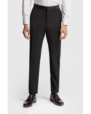 Flat Fronted Slim Fit Suit Trousers in Black
