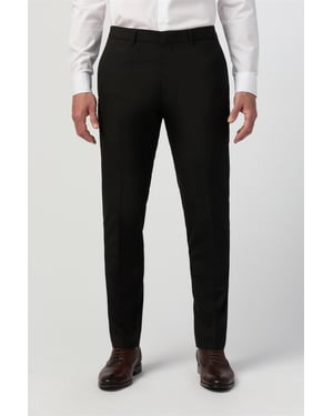 Flat Fronted Slim Fit Suit Trousers in Black