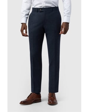 Flat Fronted Regular Suit Trousers in Navy