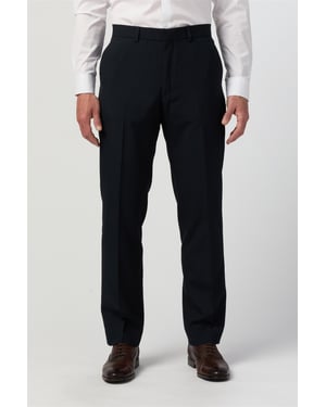 Flat Fronted Regular Suit Trousers in Navy
