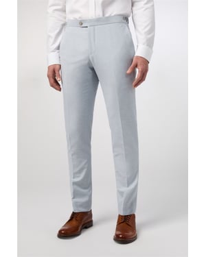 Flat Fronted Tailored Suit Trousers in Pale Blue