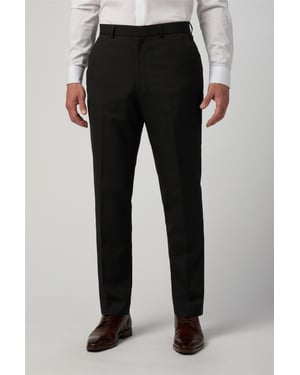 Flat Fronted Regular Suit Trousers in Black