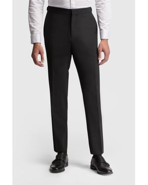 Flat Fronted Slim Fit Suit Trousers in Black