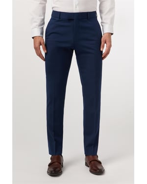 Flat Fronted Slim Fit Suit Trousers in Navy
